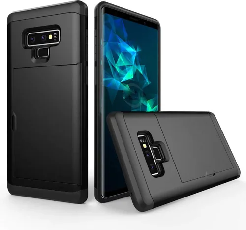 Vista 11 de Funda para Galaxy Note 9, resistente, a prueba de golpes, de goma, híbrida, resistente, con ranura para tarjeta de crédito de identificación