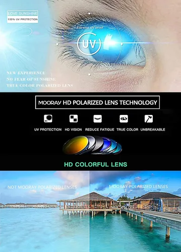 Vista 5 de MOORAY - Lentes de sol polarizados para hombre, protección frente a radiación UV, lentes de sol de moda para hombre, para pesca