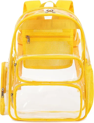 Vista 108 de CAMTOP Mochila transparente resistente y transparente para estudiantes, escuela, trabajo, festival, viajes, deportes, Beige, Mediana, Camtop Mochila