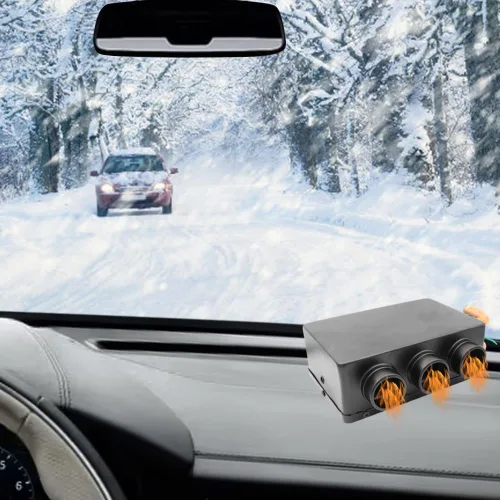 Vista 7 de Calentador de coche de 12 V, 50 W, portátil, ventilador descongelador, 3 puertos, descongelador, descongelador, calentador de ventilador de coche