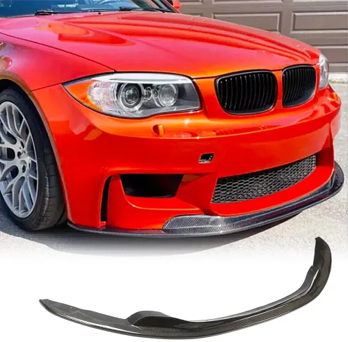 Vista 9 de Borde de parachoques delantero de fibra de carbono compatible con BMW Serie 1 E82 1M Coupé 2011-2018 protector divisor de alerón de barbilla