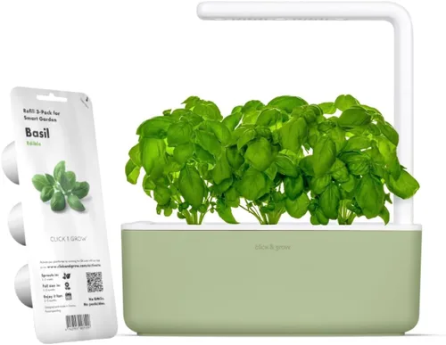 Vista 10 de Click & Grow Smart Garden 3 - Kit de jardinería para interiores (incluye cápsulas de albahaca) Easier than a hydroponic growing system. Patented