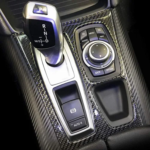 Vista 5 de Thor-Ind Cubierta de panel de caja de engranajes de fibra de carbono para BMW X5 E70 (08-13) X6 E71 (09-14) consola central de cambio de marchas