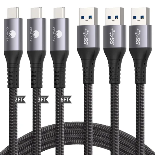 Vista 22 de CONMDEX Cable USB Android Auto [0.5 pies, paquete de 2] 10 Gbps, carga Negro