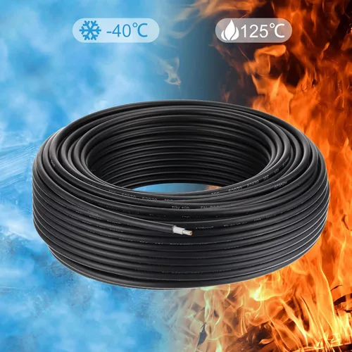 Vista 6 de MECCANIXITY Cable de panel solar de 164 pies 10AWG 6mm2, extensión de cable solar estañado, alambre de cobre negro, para RV, barco, panel solar