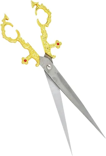Vista 5 de Fantasy Edge - Cuchillo de tijera medieval renacentista de 10 1/4 pulgadas, mango dorado con funda de aluminio, hoja de acero inoxidable