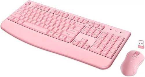 Vista 14 de Combo de teclado y ratón inalámbricos, teclado inalámbrico de tamaño completo de 2.4GHz con cómodo reposa muñecas y ratón óptico inalámbrico