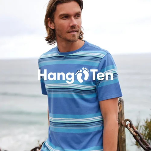 Vista 5 de Hang Ten Camiseta de punto sólido para hombre, camisas casuales para hombre, camiseta de punto de manga corta inspirada en la vendimia