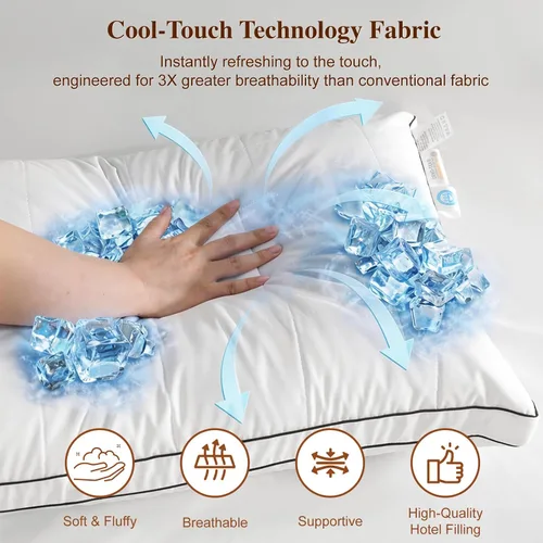 Vista 8 de LIANLAM Almohada de plumón de ganso ajustable de 3 capas, tamaño estándar, almohada modular de altura personalizada con tela de enfriamiento, 80%