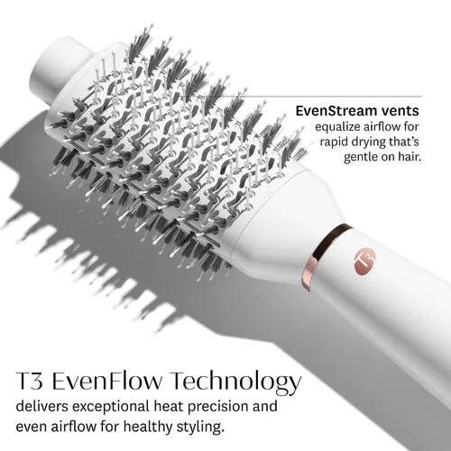 Vista 10 de T3 AireBrush One Step Smoothing and Volumizing Hair Blow Dryer Brush, for Fast Drying and Styling with Multiple Heat and Speed Settings, Ceramic and