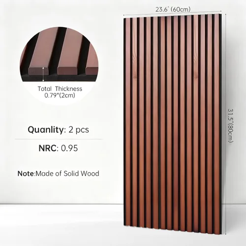 Vista 2 de NAVREX 2 paneles acústicos de listones de madera maciza para pared y techo, panel de pared acanalado 3D resistente al fuego que absorbe el sonido
