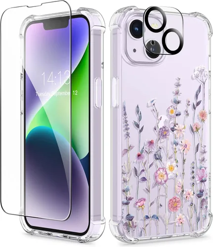 Vista 126 de GVIEWIN - Funda para iPhone 11 con protector de pantalla + protector de lente de cámara, cubierta protectora transparente suave de poliuretano