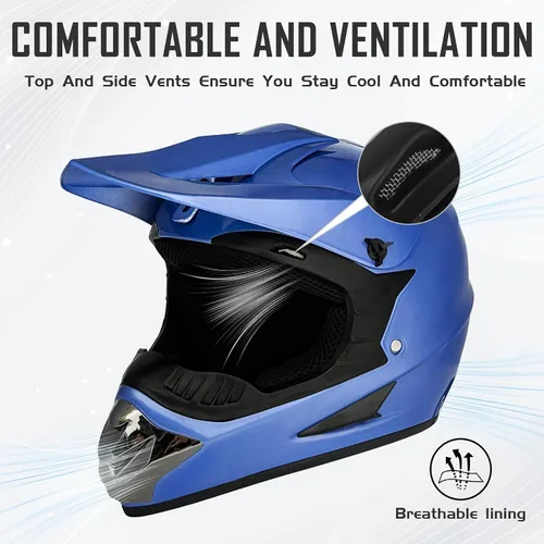 Vista 7 de Youth Dirt Bike ATV Off Road Motorcycle Helmets DOT Approved CS-MetalBlue