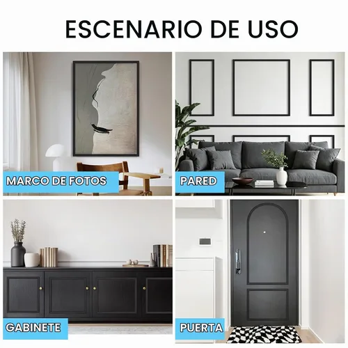 Vista 8 de Moldura flexible para despegar y pegar, tiras de moldeo de panel de pared autoadhesivas, ribete decorativo de EVA negro para zócalo, espejo
