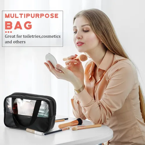 Vista 4 de Buryeah 9 piezas translúcidas bolsa de maquillaje organizador de artículos de tocador para mujeres y hombres, bolsa de viaje portátil impermeable