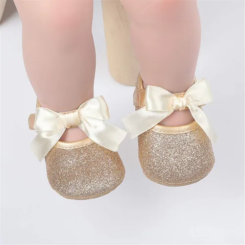 Vista 2 de COSANKIM Zapatos planos Mary Jane con suela de goma antideslizante para bebés y niñas pequeñas zapatos de vestir de princesa
