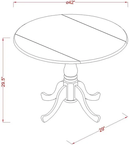 Vista 5 de East West Furniture DLPF3-BCH-C - Juego de comedor de 3 piezas que contiene una mesa de comedor redonda con gotas y 2 sillas de cocina tapizadas
