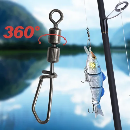 Vista 7 de Goture 2 Barrel Swivels with Snap,20/30 Pcs Fishing Swivels,Essential Barrel Swivels Fishing,Reliable and Durable Fishing Snap Swivels for Anglers