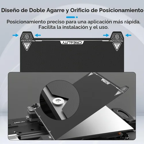 Vista 3 de Creality Placa de construcción original Ender 3 S1, hoja PEI de superficie texturizada de 235x235mm, placa de cama magnética, extraíble, flexible