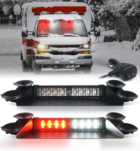 Vista 8 de LUMENIX Barras de Luces Estroboscópicas LED de Emergencia para Salpicadero de Aluminio, Advertencia de Seguridad para Parabrisas Delantero