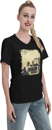 Vista 5 de Soda Stereo Female T Shirt Loose Casual Short Sleeve V-Neck Tops