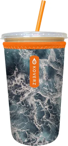 Vista 31 de Funda Koverz para café helado, funda aislante de neopreno para taza, se ajusta a una taza de café de 32 Oz., lavable y reutilizable, accesorios