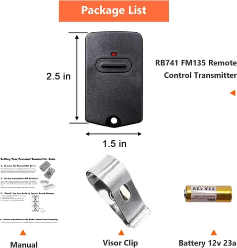 Vista 4 de RB741 para mando a distancia Mighty Mule Gate, 318 MHZ (paquete de 2) 9 Dip FM135 Gate Transmitter for MM371W MM572W etc. Compatible with GTO Gate