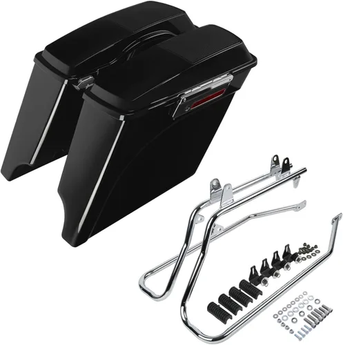 Vista 29 de Kit de soporte de conversión para alforjas extendidas de 4" TCMT, compatible con Harley Heritage Softail Fatboy FLSTF Breakout 1984-2017, negro