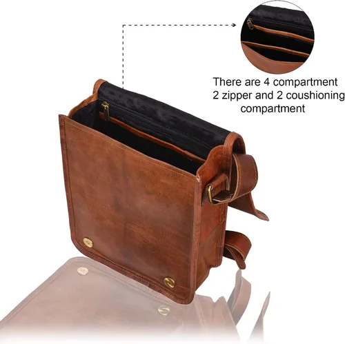 Vista 7 de AryanExports Bolso de piel auténtica vintage hecho a mano de 11 pulgadas, bolso cruzado para el hombro, bolso marrón unisex, regalo para hombres