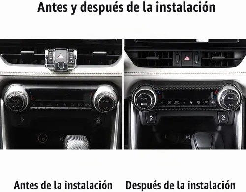 Vista 4 de para RAV4 ABS Fibra de Carbono con Textura de Grano Marco del Panel de Cobertura del Botón del Interruptor de Aire Acondicionado A/C Control Central