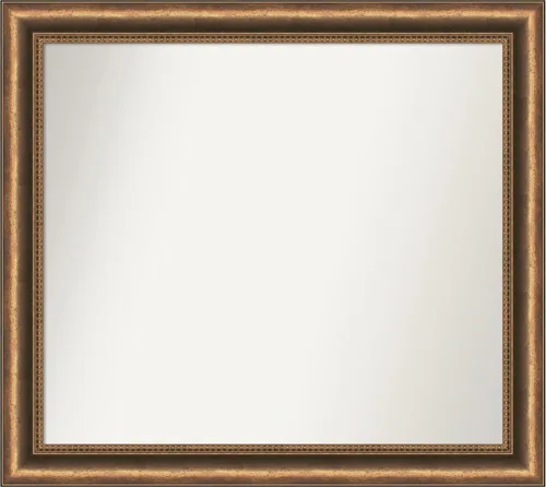 Vista 199 de Amanti Art Espejo de baño de bronce para sobre fregadero, 24 x 24 pulgadas, espejo de tocador cuadrado estrecho de bronce Manhattan, marco de madera