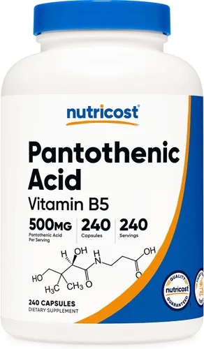 Vista 9 de Nutricost Ácido pantoténico (vitamina B5) 500 mg, 240 cápsulas (2 botellas)