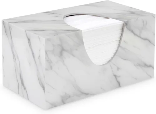 Vista 11 de Cubierta de Caja de Paños Rectangular - Soporte de Caja de Paños Rectangular - Compatible con Kleenex - Accesorios de Baño de Acrílico y Mármol