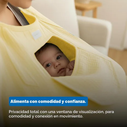 Vista 3 de Funda de lactancia de muselina para lactancia materna del bebé, ventana Peekaboo -100% algodón transpirable, chal de lactancia de privacidad