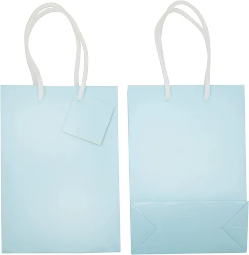 Vista 6 de BLUE PANDA Paquete de 20 bolsas de regalo pequeñas de papel con asas, bolsas de regalo de 5.5 x 2.5 x 7.9 pulgadas con 20 hojas de papel de seda