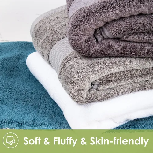Vista 6 de Toallas de baño grandes para cuerpo, sensibles, para adultos, niños, bebés, hotel, spa, gimnasio, súper suaves, altamente absorbentes, toallas