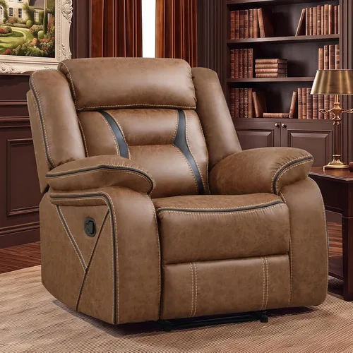 Vista 23 de Sofá reclinable manual de cuero sintético, sofá reclinable de 3 plazas, sofá cama para sala de estar, muebles, sala de reuniones, marrón oscuro