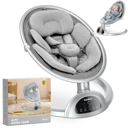 Vista 8 de Columpio para bebés BabyBond para bebés, columpio Bluetooth con altavoz de música, 3 posiciones de asiento, cinturón de arnés de 5 puntos, 5