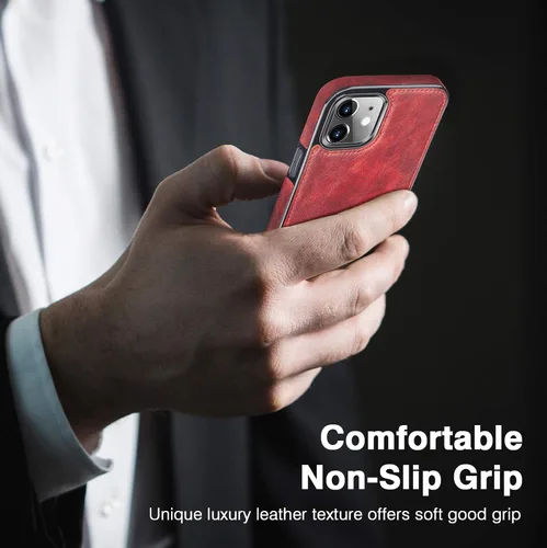 Vista 5 de LOHASIC Funda para iPhone 12 Pro, para iPhone 12, funda de cuero elegante, delgada y de lujo, resistente agarre antideslizante, a prueba de golpes