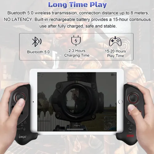 Vista 5 de Megadream Control inalámbrico para juegos móviles Gamepad Joystick para iPad iOS iPhone 141312, Android Samsung Tablet PC Batería de más de 18