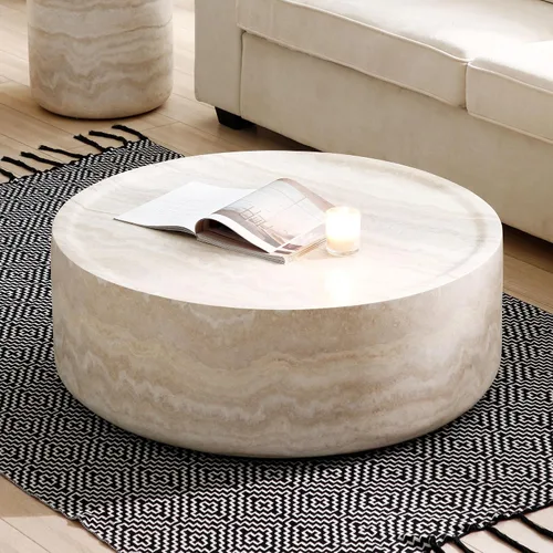 Vista 14 de Mesa de centro moderna, mesa de té central circular de 15.75 pulgadas, mesa de cóctel, mesas de centro redondas cilíndricas para sala de estar