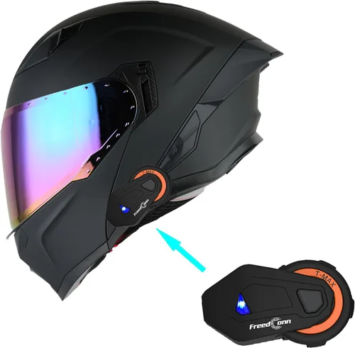 Vista 13 de 1Storm Casco integral modular/abatible con doble visera y protección solar para motocicleta de calle + Un escudo transparente adicional: KT928