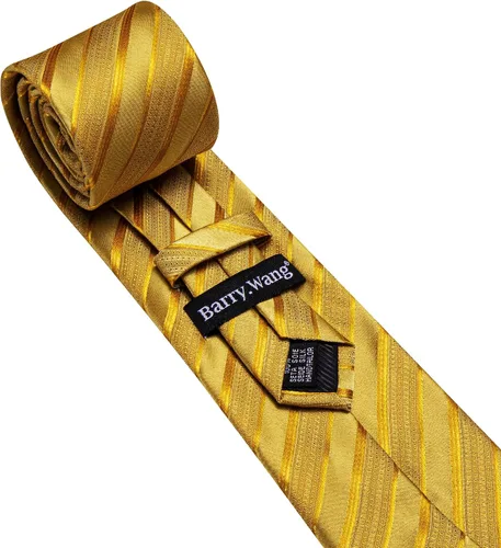 Vista 285 de Barry.Wang Juego de corbatas para hombre, corbata de seda a rayas, tejido a cuadros, gemelos formales, negocios, boda