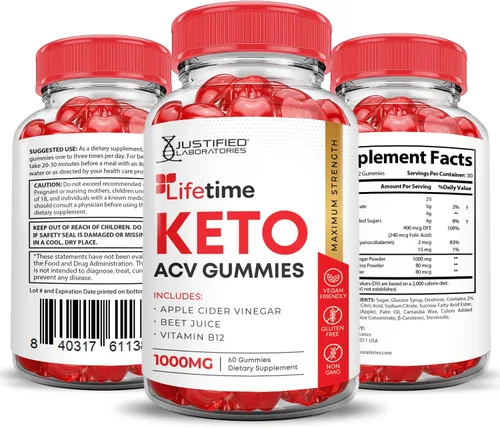 Vista 7 de Justified Laboratories Lifetime Keto ACV Boost Gummies 1000mg con jugo de granada remolacha raíz B12 60 gomitas