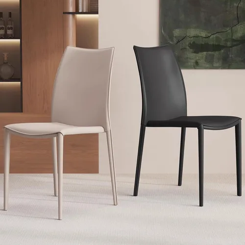 Vista 4 de Sillas de comedor de cocina, sillas de comedor apilables, silla de comedor tapizada de piel sintética, silla de hospitalidad con respaldo alto