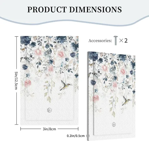Vista 112 de Decorative Outlet Covers Blue Background White Cat Daisy Floral 2-Gang 1-Gang Wall Plate Single Toggle/Rocker Farmhouse Style Light Switch Covers