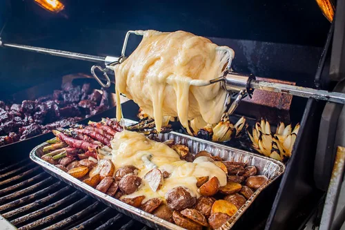 Vista 4 de Napoleon Juego de 2 tenedores para asador, varillas divididas cuadradas y hexagonales de grado comercial, cuatro puntas, apto para lavavajillas