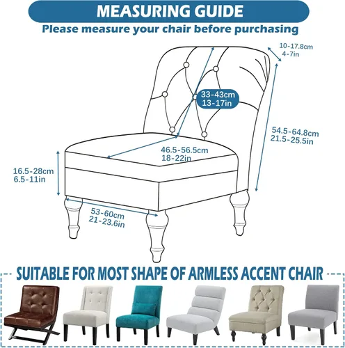 Vista 5 de Funda para Silla de Acento sin Brazos, Funda Elástica para Silla Súper Ajuste, Funda Protectora de Muebles para Silla sin Brazos para Sala de Estar