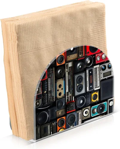 Vista 2 de Retro Boomboxes Napkin Holder for Table, Napkin Holders Acrylic for Kitchen, Upright Napkin Holder for Kitchen Dining Room Table Decor