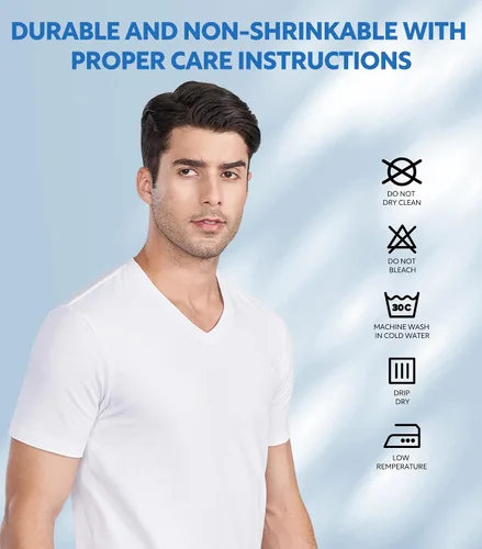 Vista 5 de DAVID ARCHY Men's Cotton Undershirts Moisture-Wicking V Neck or Crew Neck Plain T Shirts Super Soft Tees for Men 3 Pack